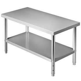 VEVOR Stainless Steel Prep Table, 48 x 30 x 34 Inch, 550lbs Load Capacity Heavy Duty Metal Worktable with Adjustable Undershelf VEVOR Stainless Steel Prep Table, 48 x 30 x 34 Inch, 550lbs Load Capacity Heavy Duty Metal Worktable with Adjustable Undershelf